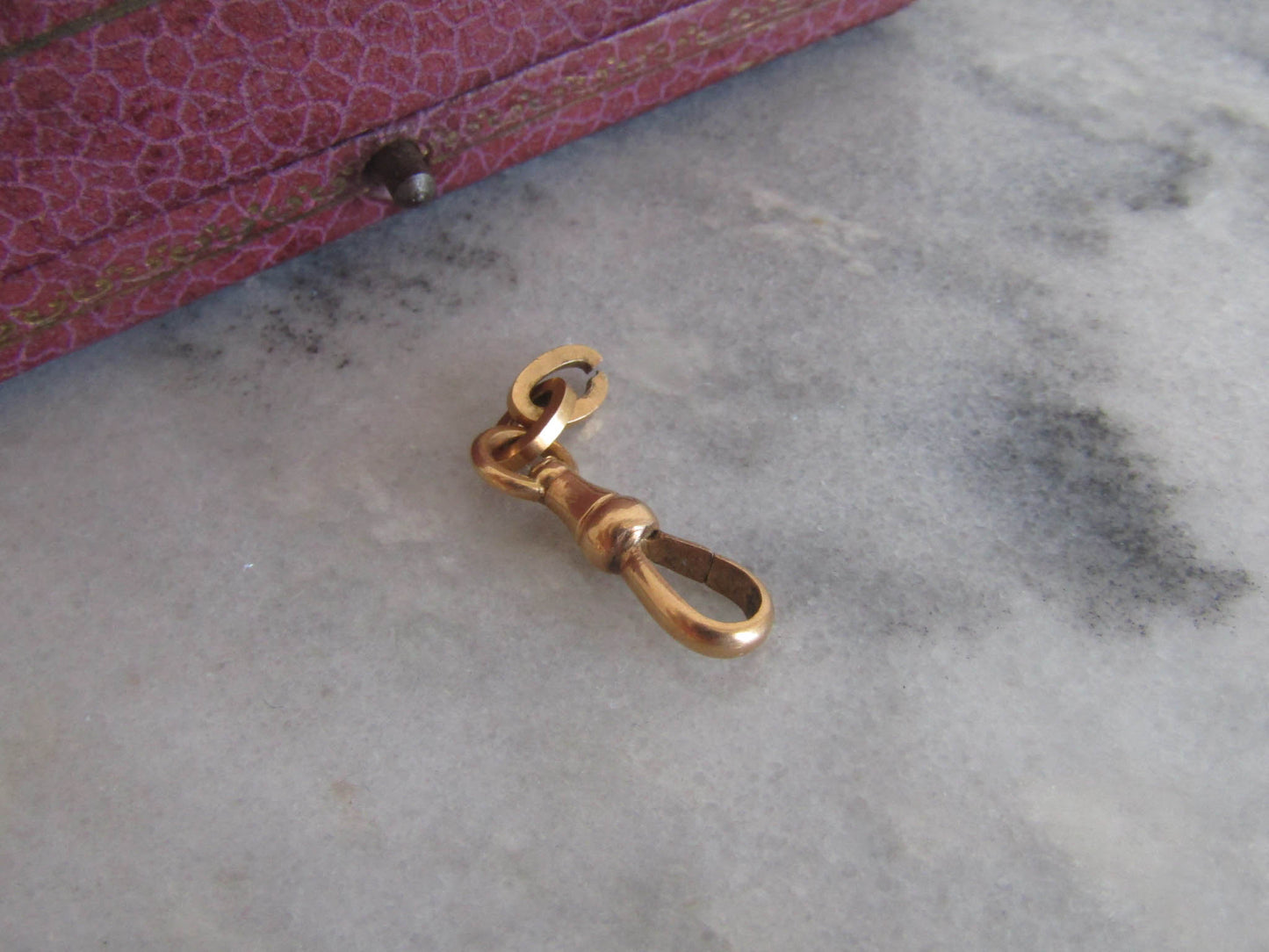 French Antique 18k Gold Solid Victorian Dog Clip Clasp Pendant Holder Connector Parts