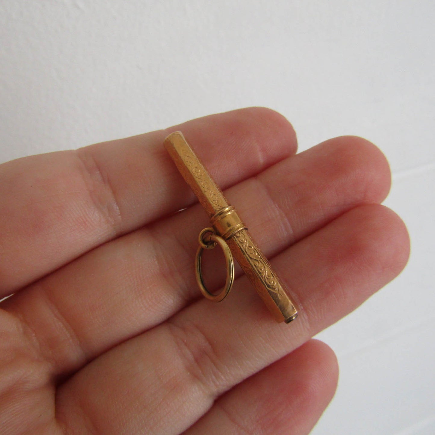 Antique 18K Solid Gold Albert Chain T-Bar Pendant