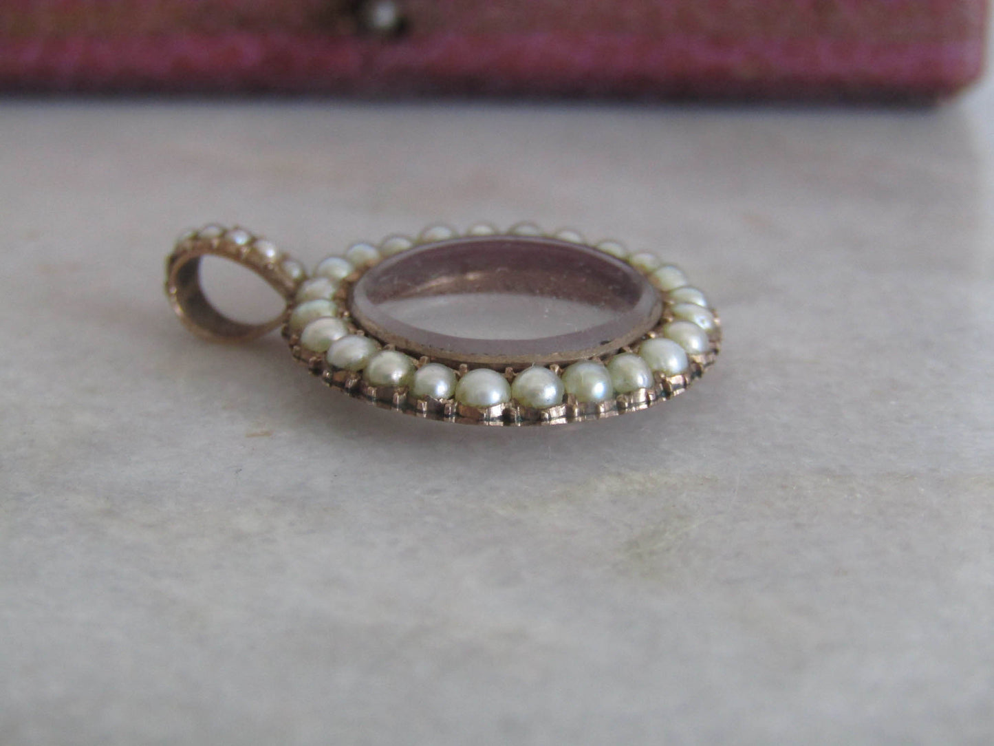 Antique Georgian 14K Solid Gold and Pearl Halo Photo Shaker Locket c. 1820