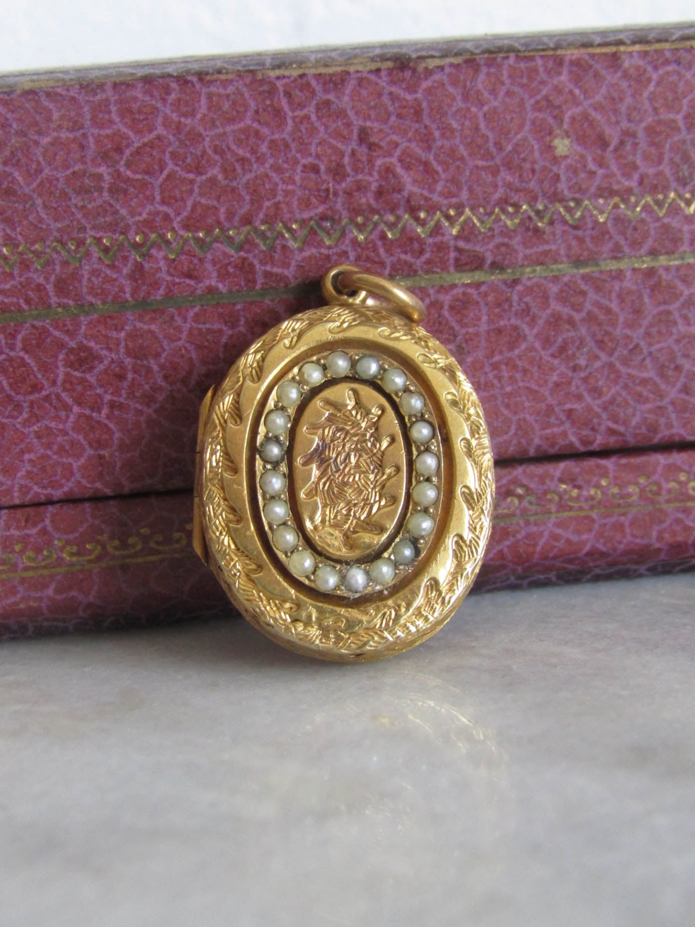 Antique 14K Solid Gold Locket with Protective Glass and Original Photos
