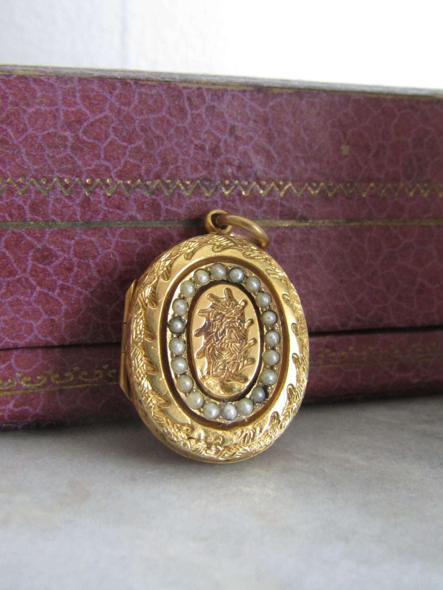 Antique 14K Solid Gold Locket with Protective Glass and Original Photos