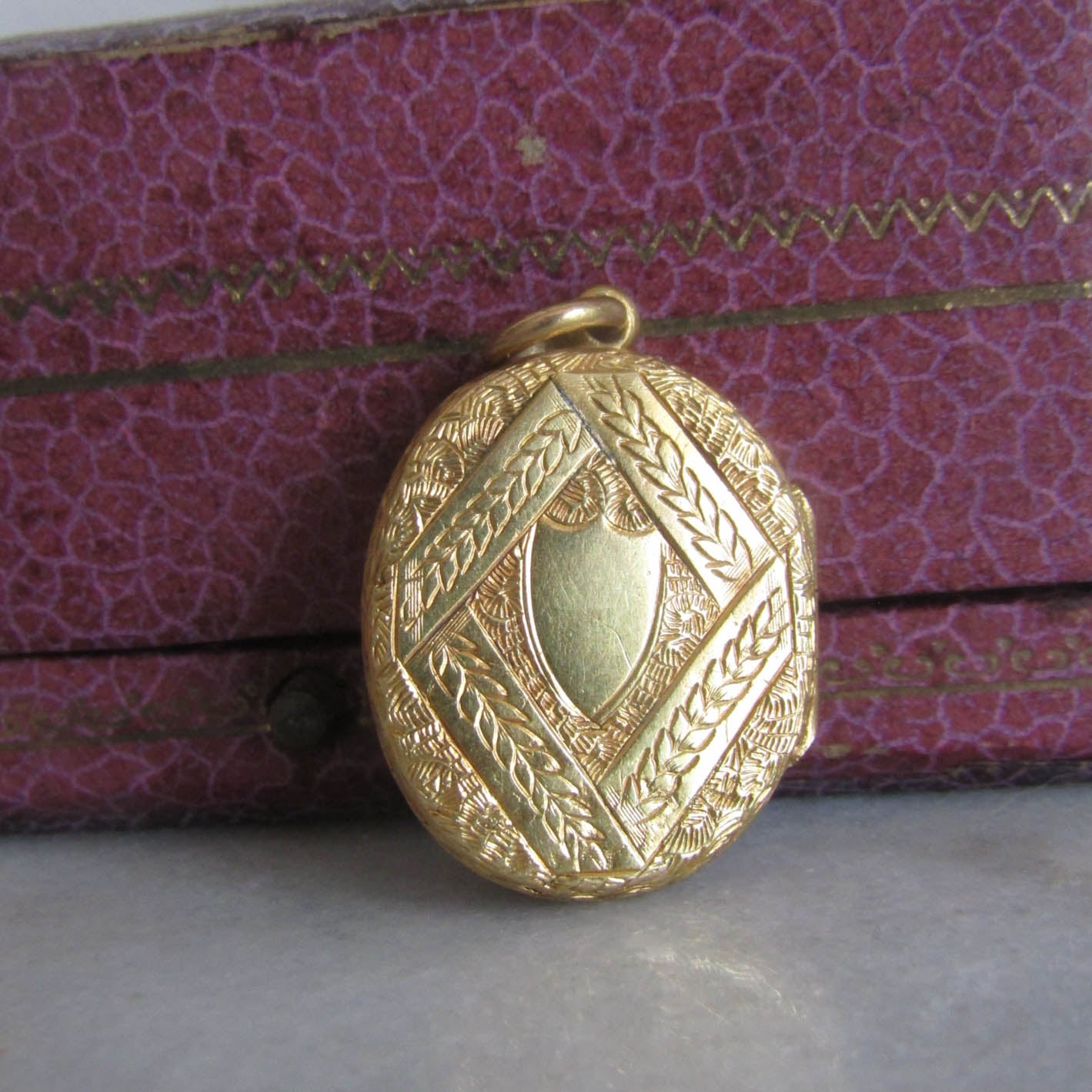 Antique 14K Solid Gold Locket with Protective Glass and Original Photos