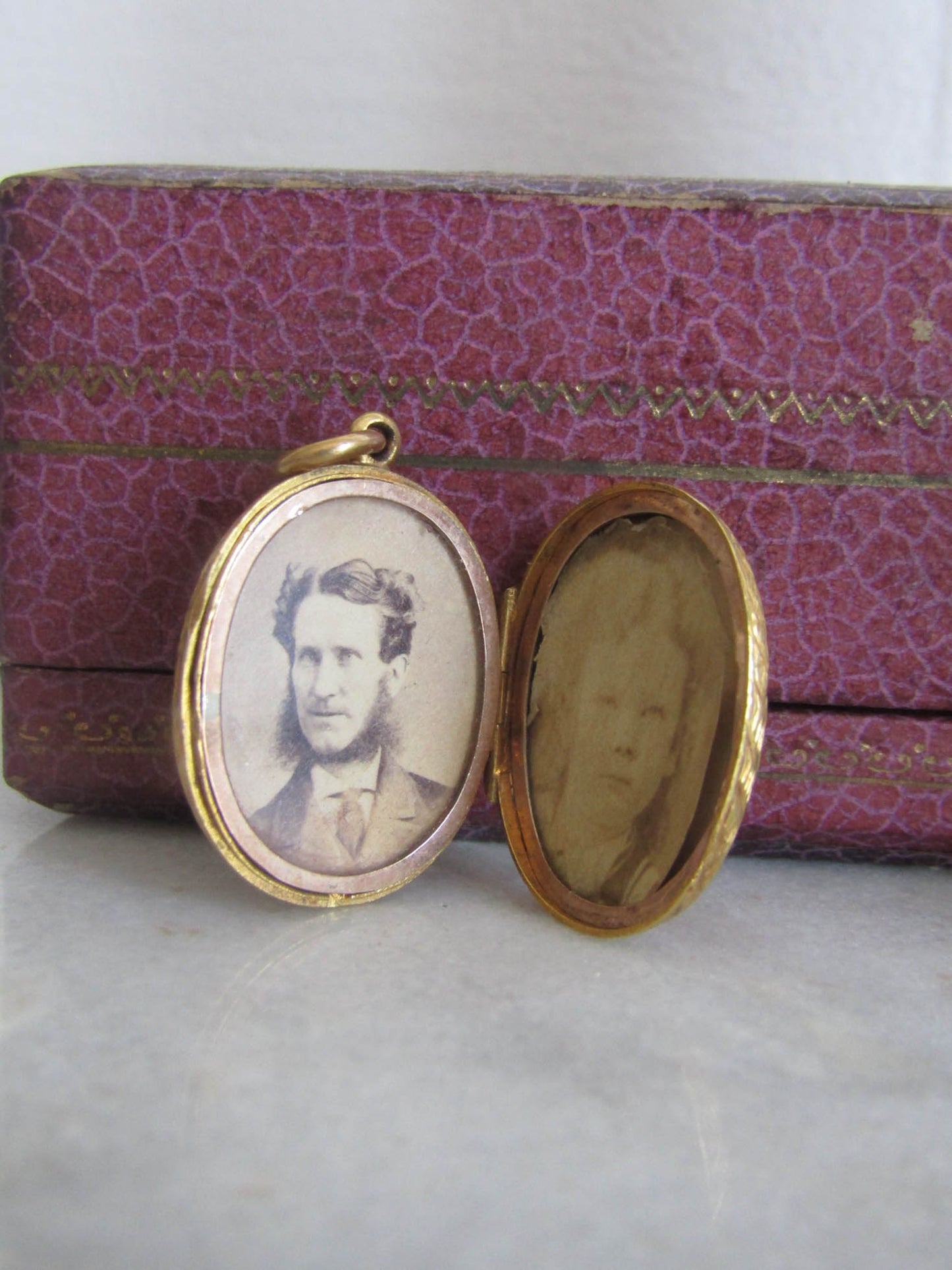 Antique 14K Solid Gold Locket with Protective Glass and Original Photos