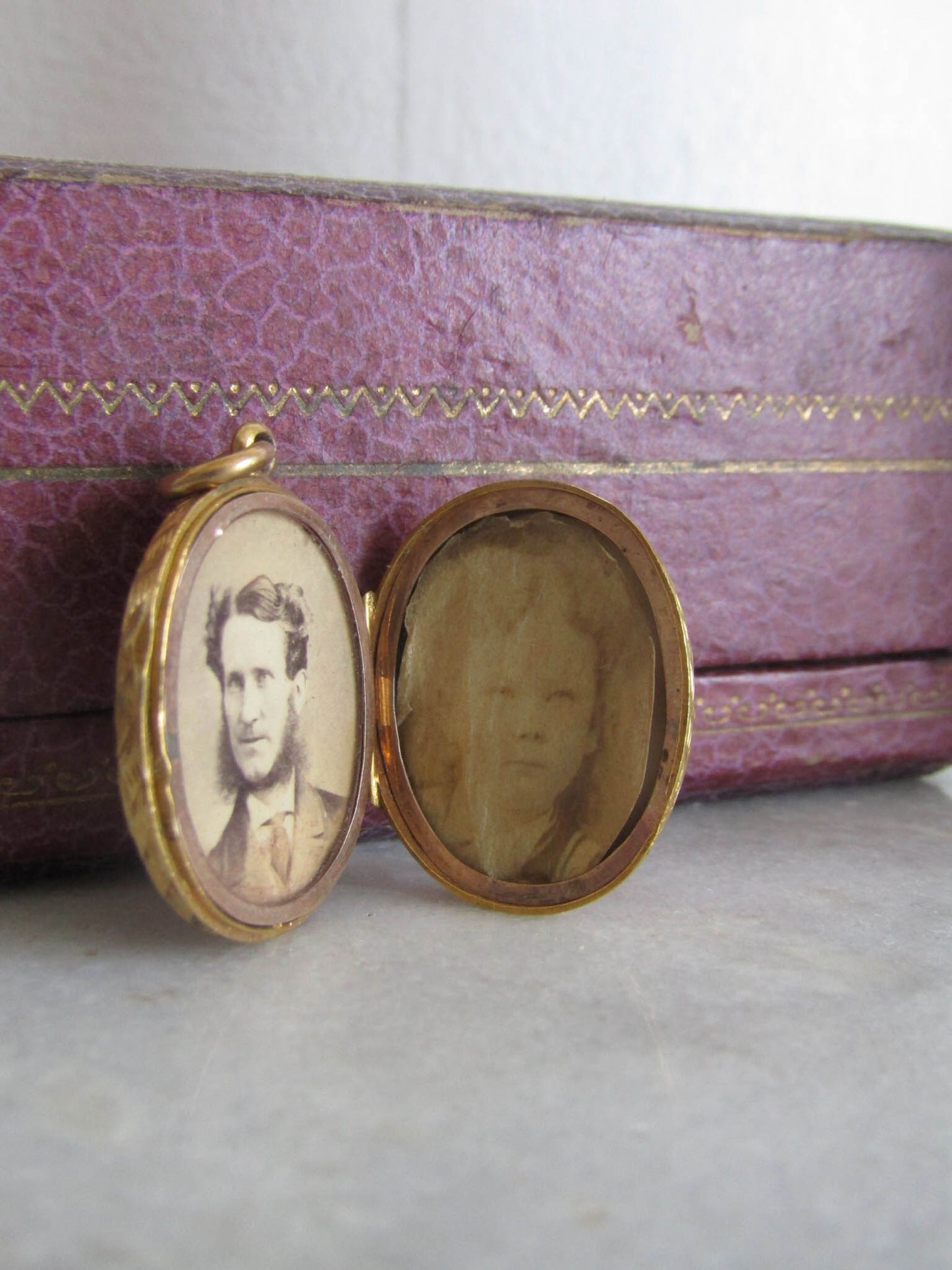 Antique 14K Solid Gold Locket with Protective Glass and Original Photos