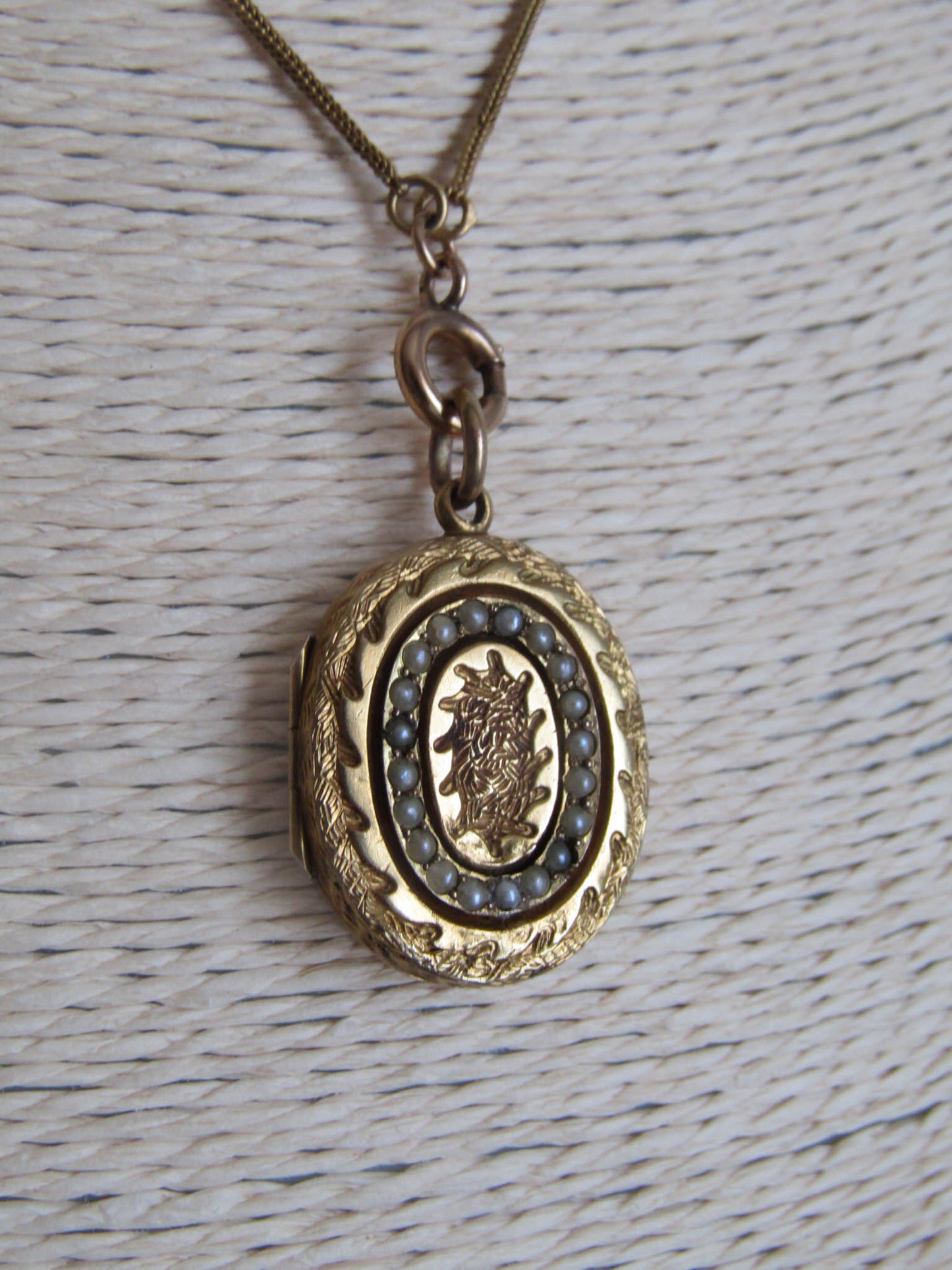 Antique 14K Solid Gold Locket with Protective Glass and Original Photos