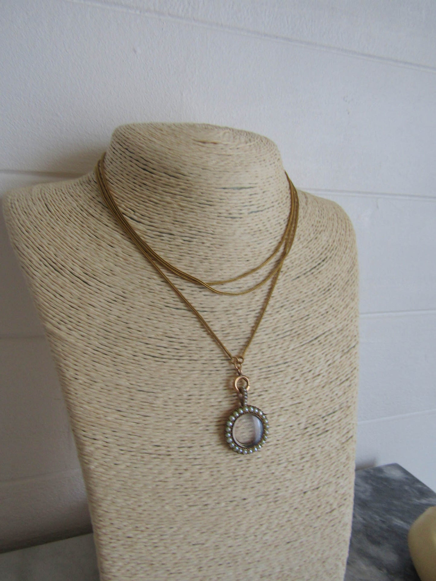 Antique Georgian 14K Solid Gold and Pearl Halo Photo Shaker Locket c. 1820