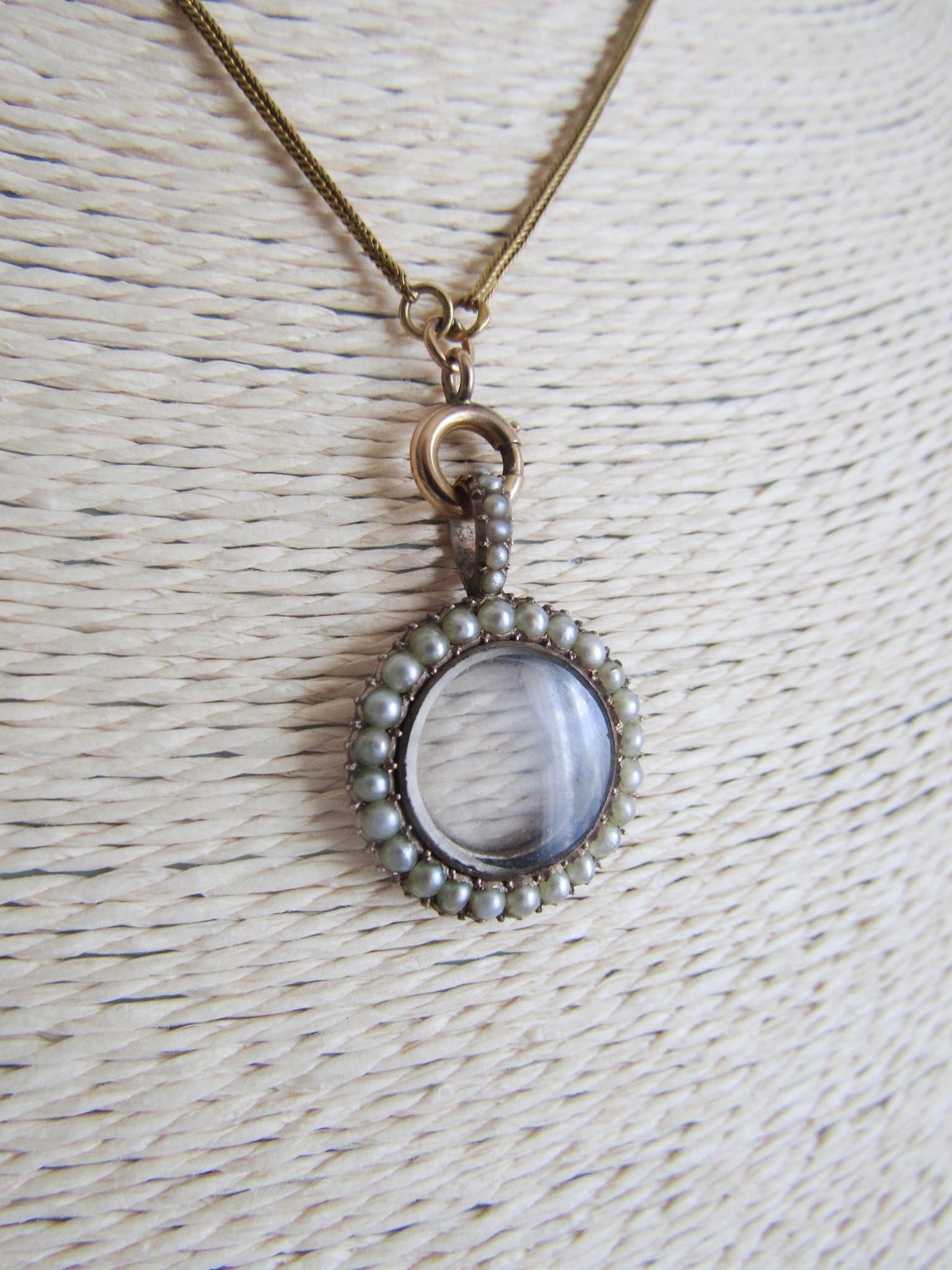 Antique Georgian 14K Solid Gold and Pearl Halo Photo Shaker Locket c. 1820