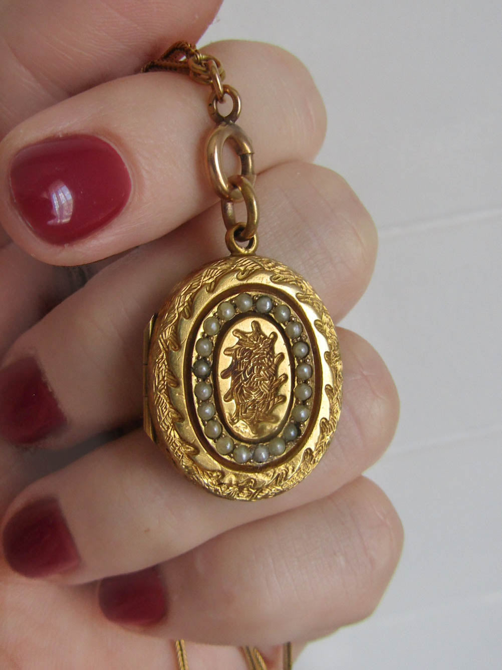 Antique 14K Solid Gold Locket with Protective Glass and Original Photos