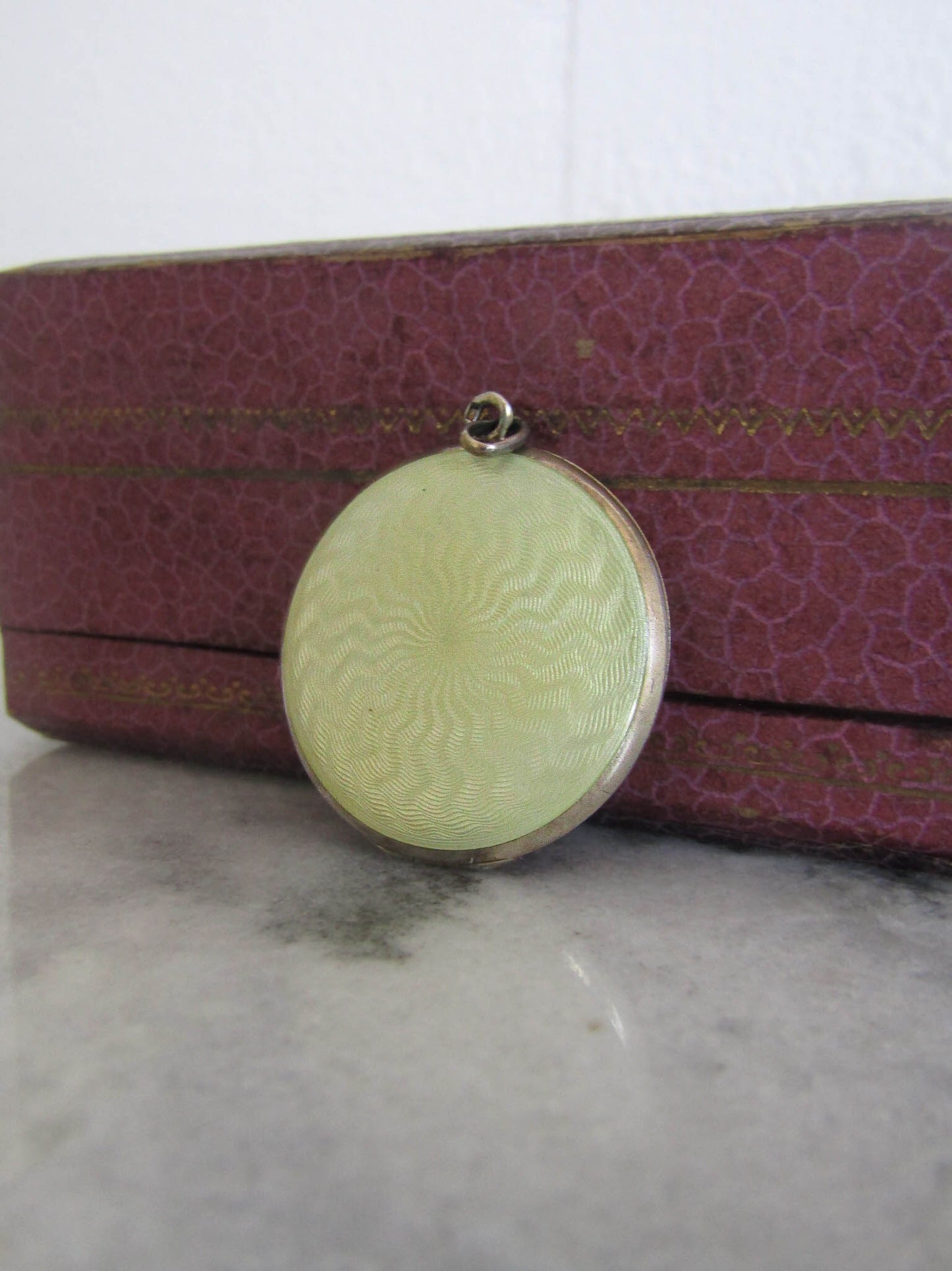 Antique Swiss Enamel Guilloche Hand Painted Locket