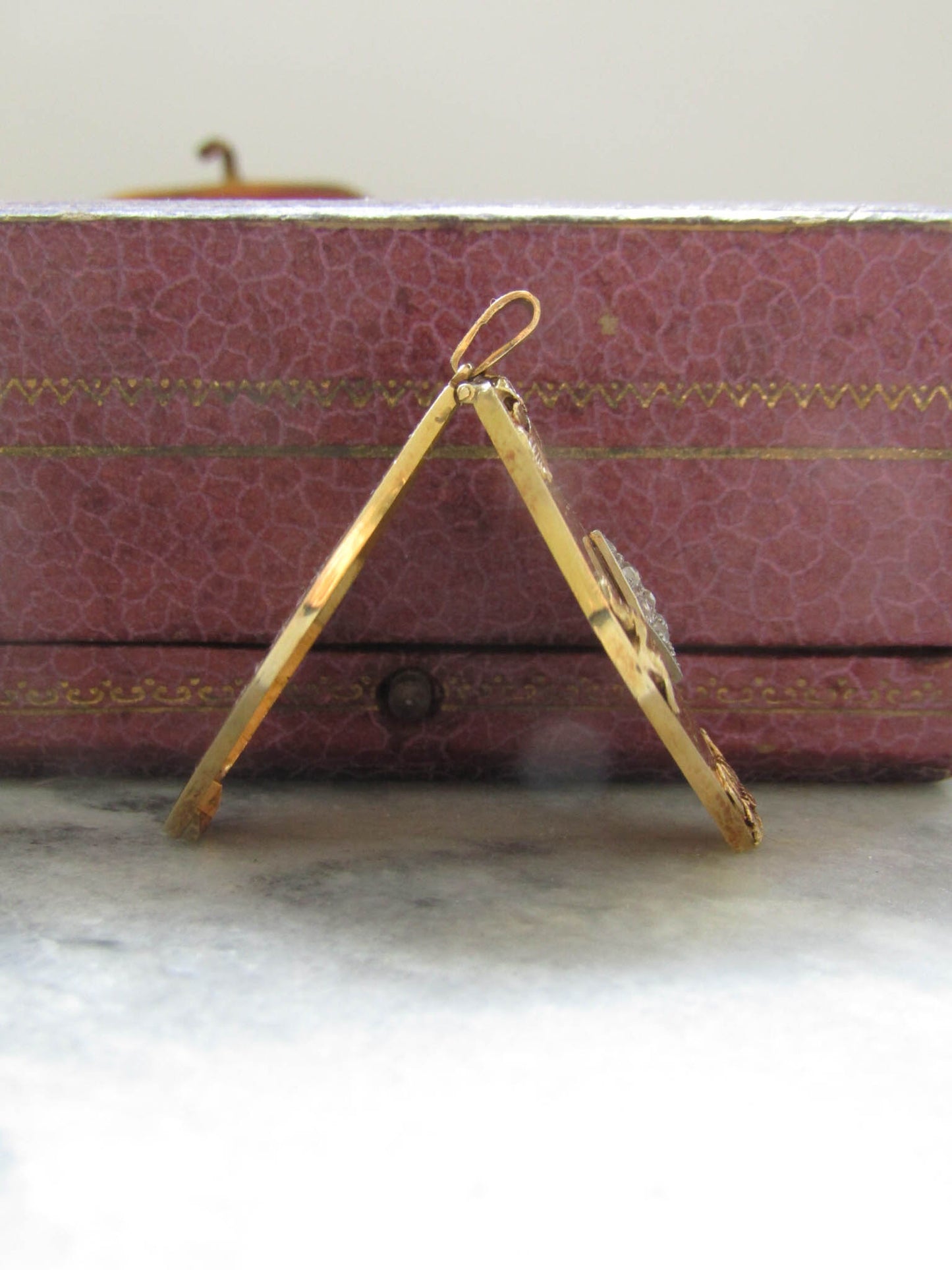 Antique 18K Gold Diamond Locket, Art Nouveau Belle Epoque Jewelry