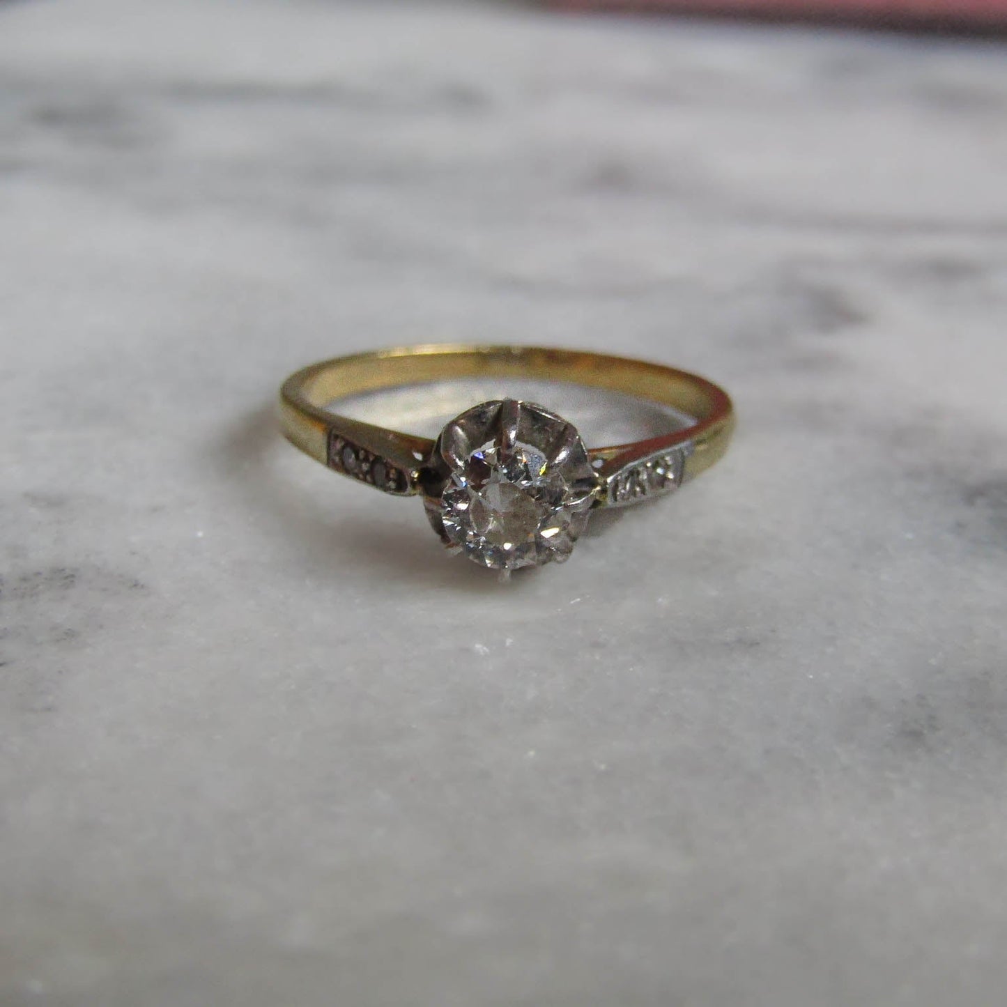 Antique Old European Cut Diamond Solitaire Engagement Ring c. 1920