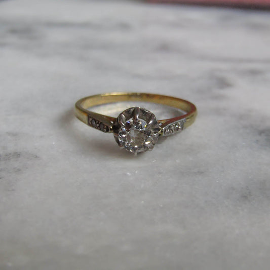 Antique Old European Cut Diamond Solitaire Engagement Ring c. 1920