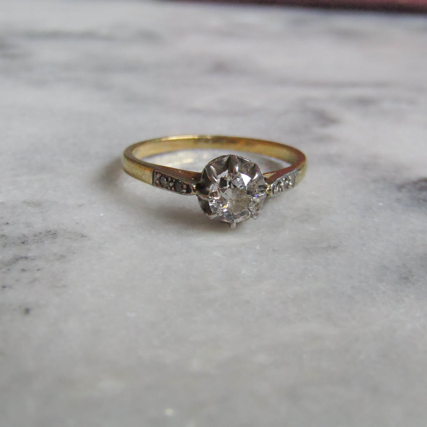 Antique Old European Cut Diamond Solitaire Engagement Ring c. 1920