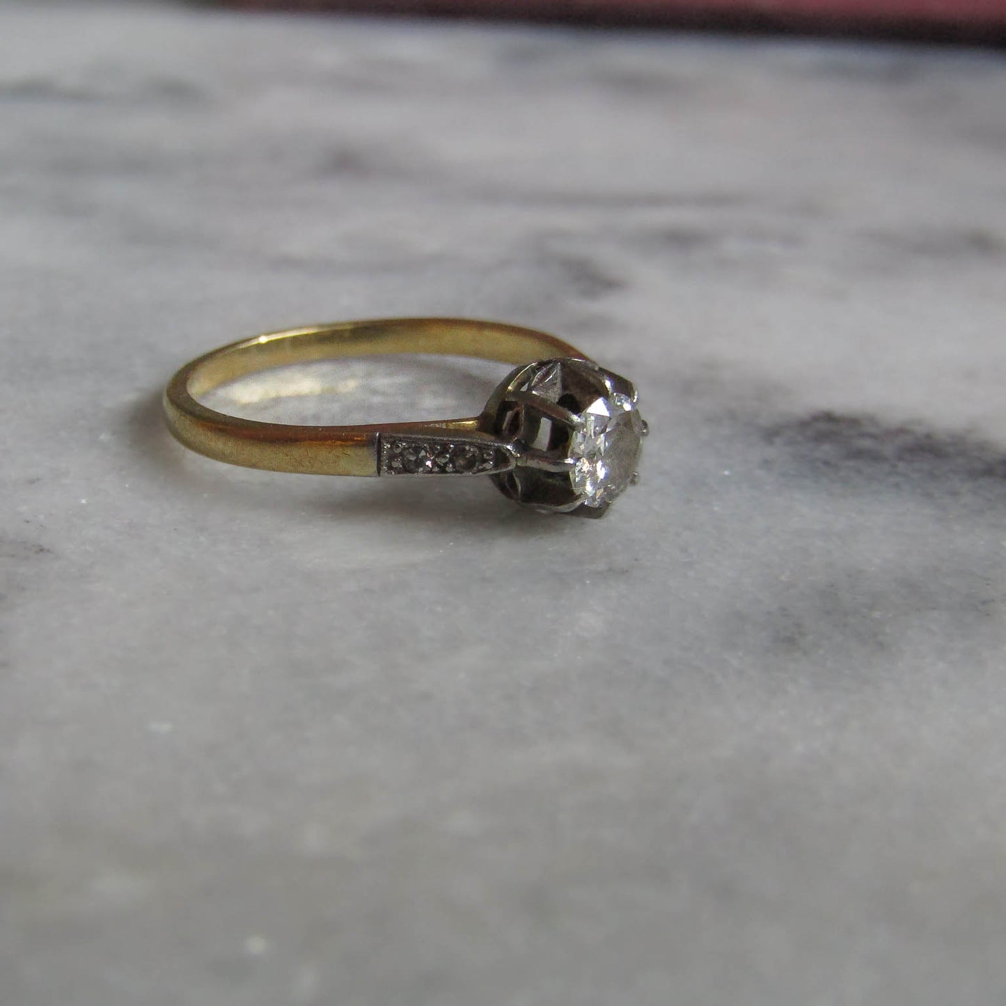 Antique Old European Cut Diamond Solitaire Engagement Ring c. 1920