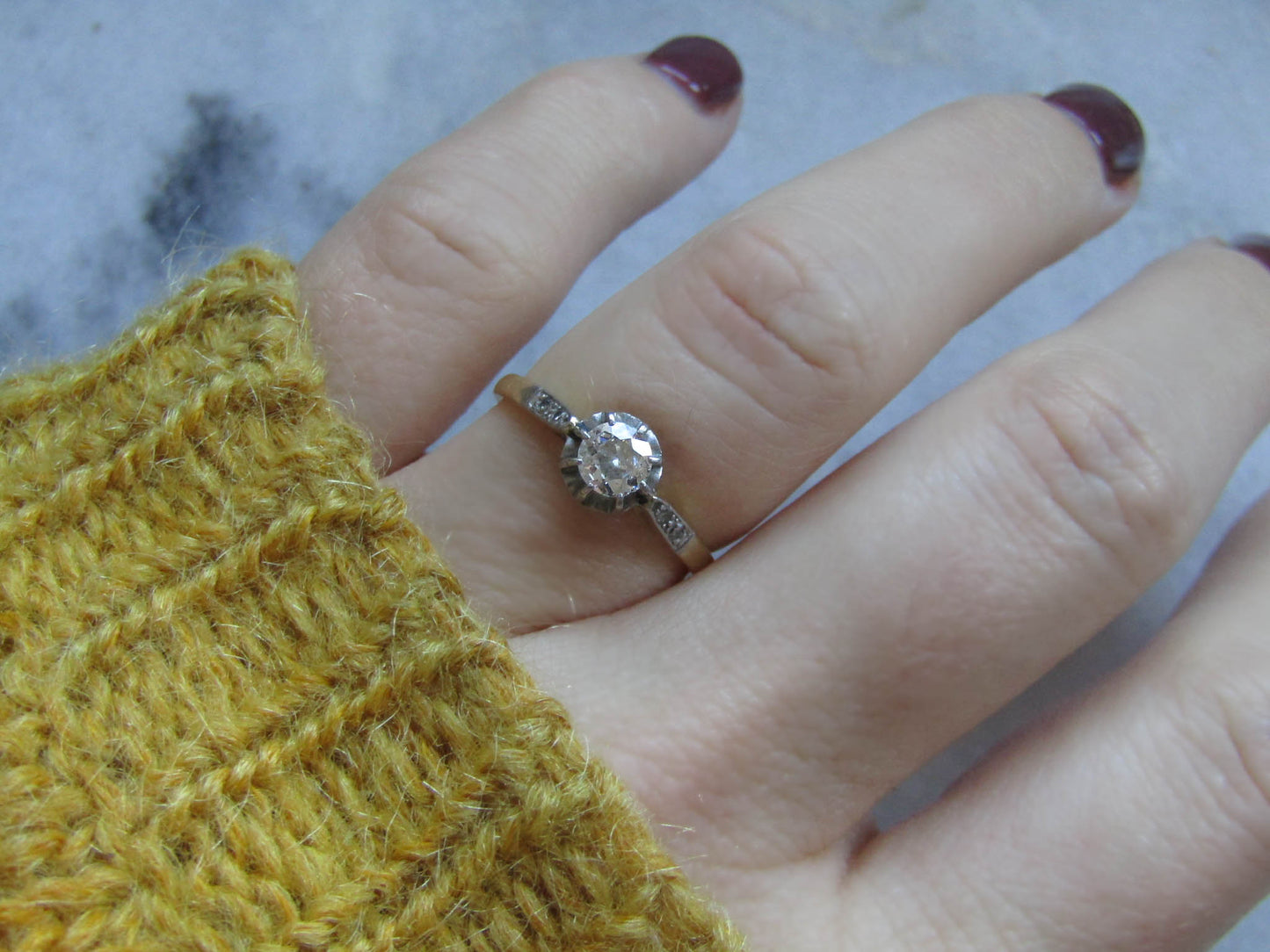 Antique Old European Cut Diamond Solitaire Engagement Ring c. 1920