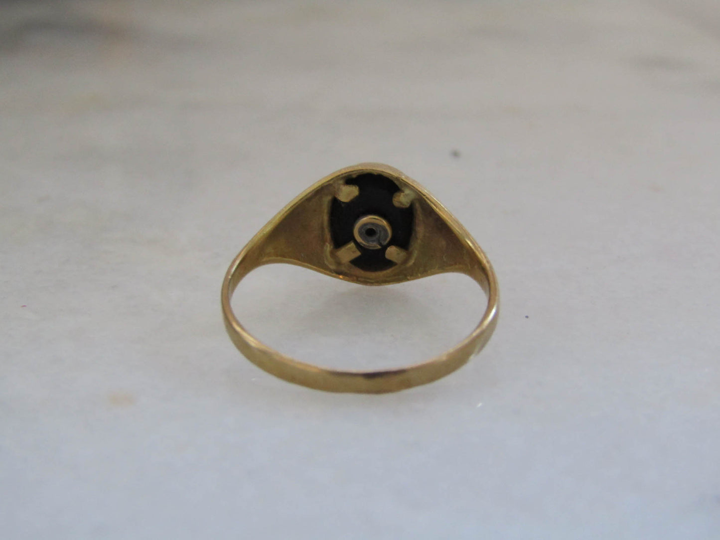 Vintage French Art Deco Onyx and Diamond Ring c. 1930