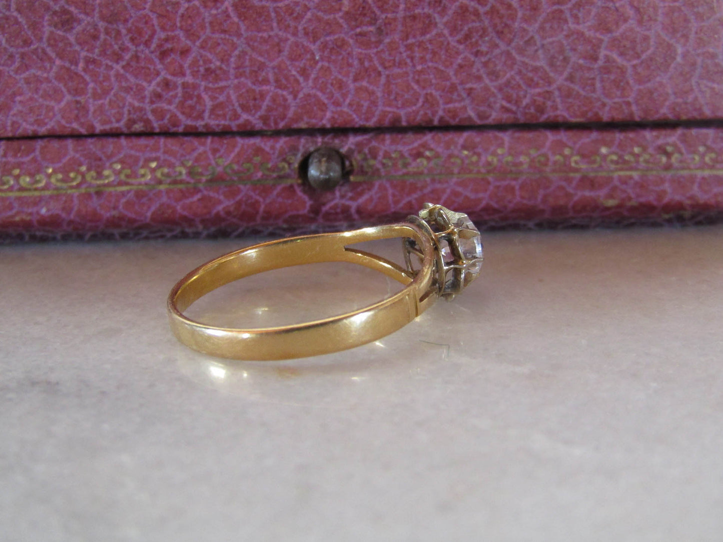 Antique 18K Gold and Paste Solitaire Engagement Ring c. 1900