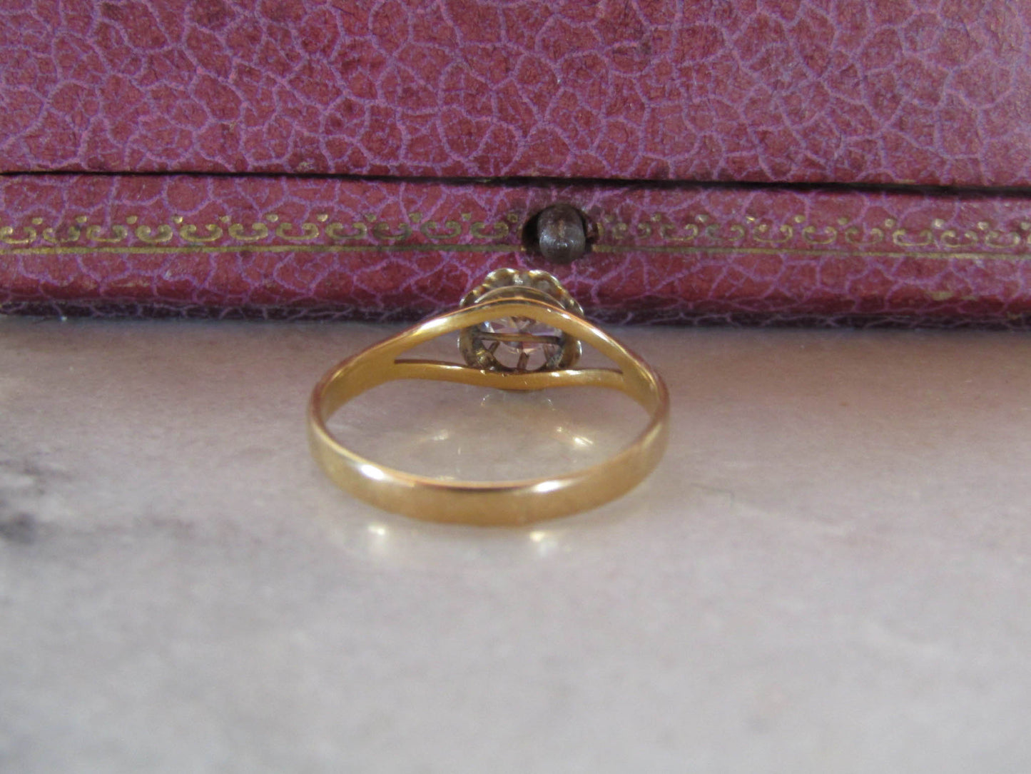 Antique 18K Gold and Paste Solitaire Engagement Ring c. 1900