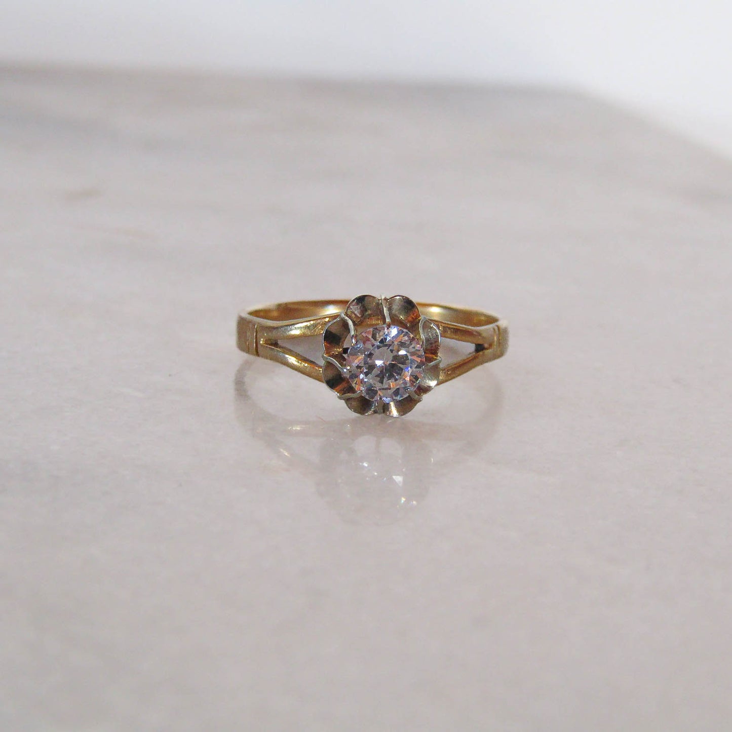 Antique 18K Gold and Paste Solitaire Engagement Ring c. 1900