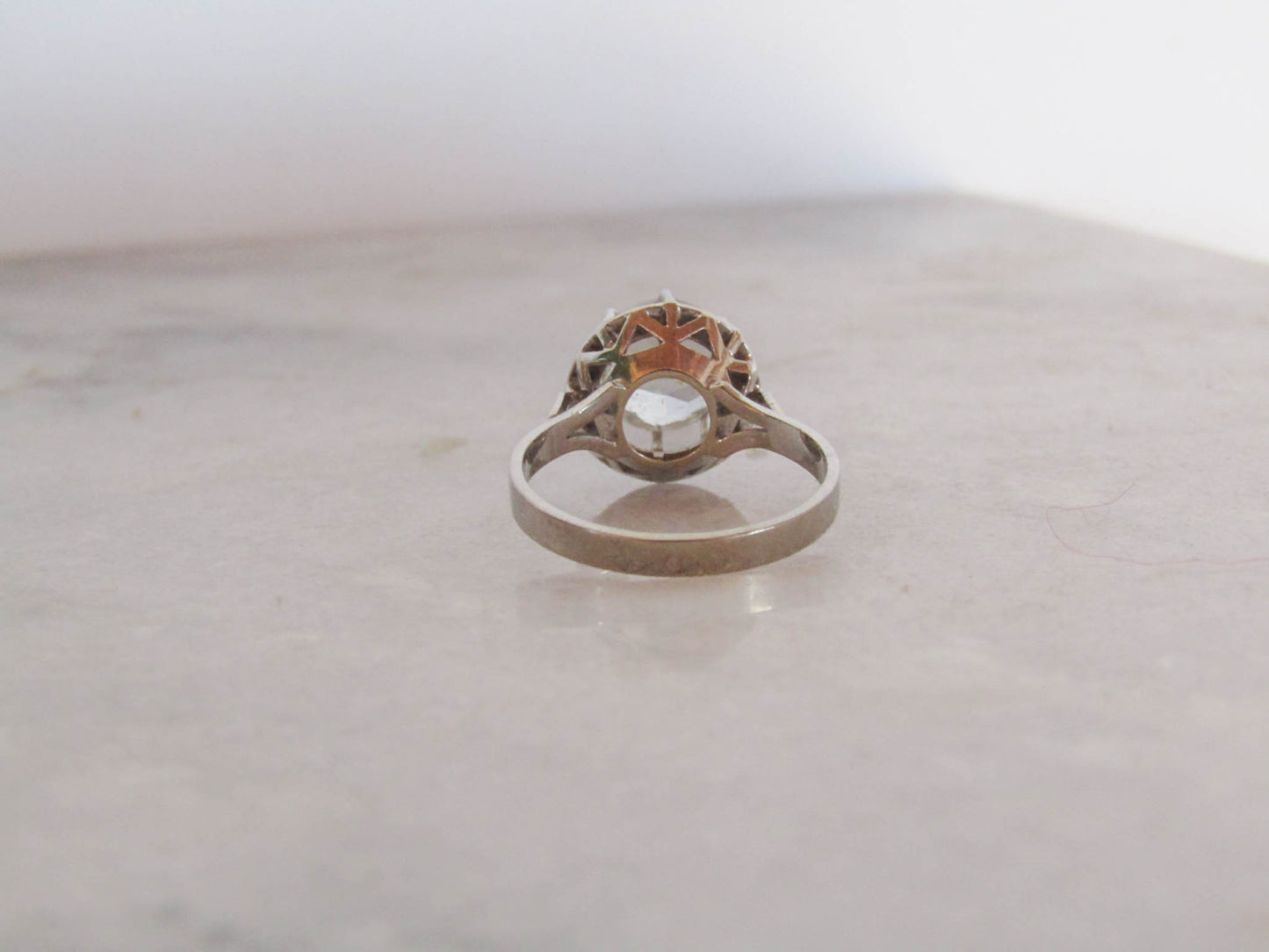 Antique Solid 18K White Gold 2.4 Carat Aquamarine Solitaire Ring of French Origin