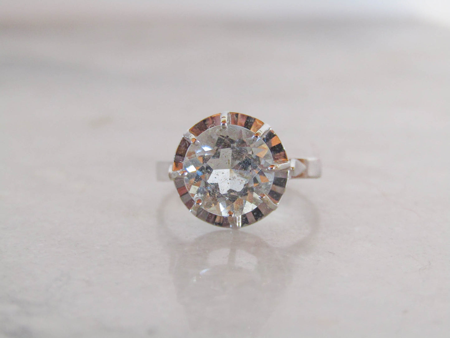 Antique Solid 18K White Gold 2.4 Carat Aquamarine Solitaire Ring of French Origin