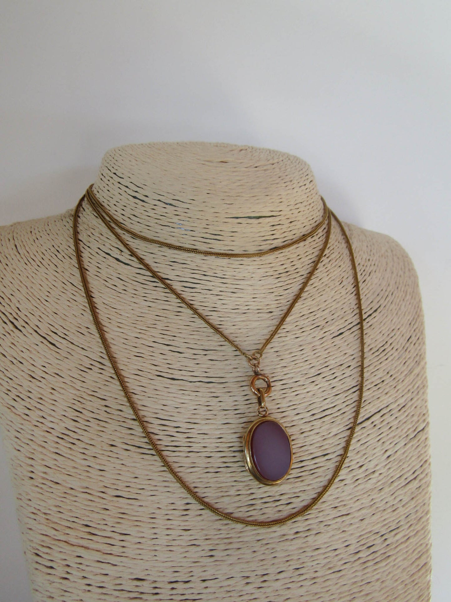 Antique French Victorian Red Agate Locket with Interior Glass