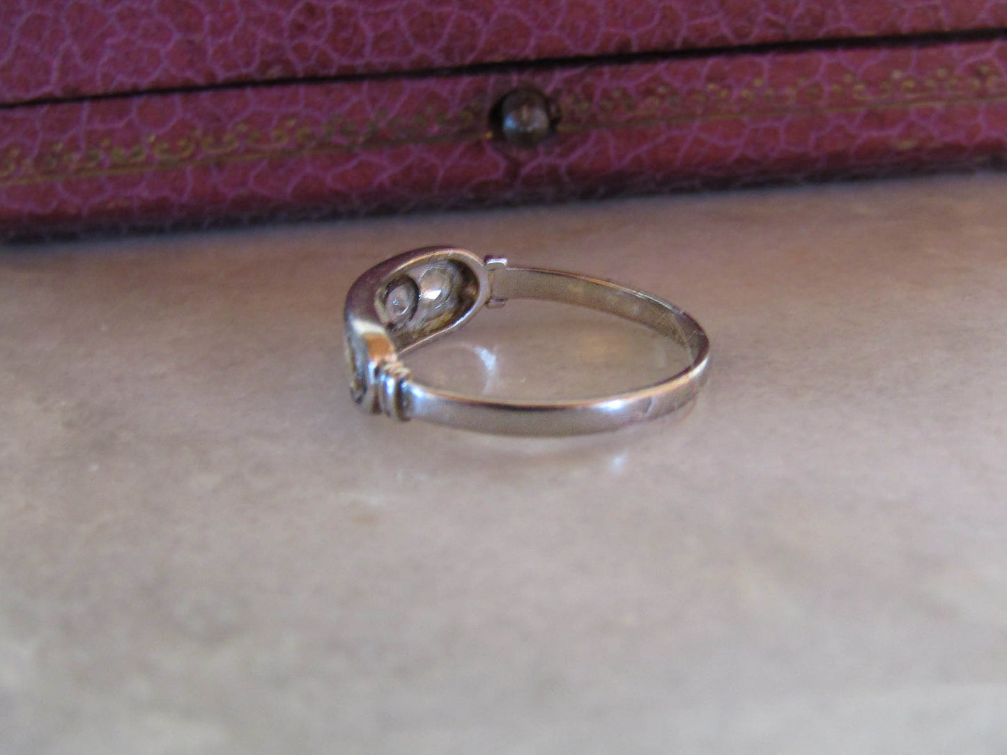 Antique French Art Deco Platinum and Diamond Band Engagement Ring c. 1920