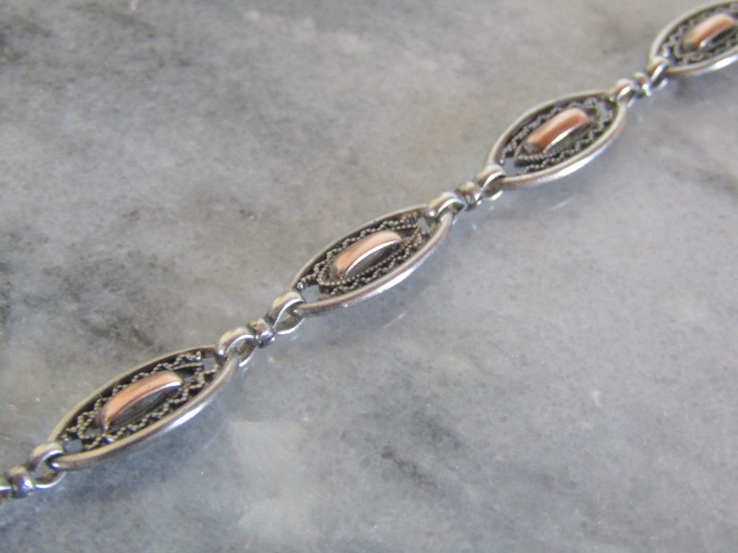 Antique French Silver and Rose Gold Fill Art Deco Watch Chain
