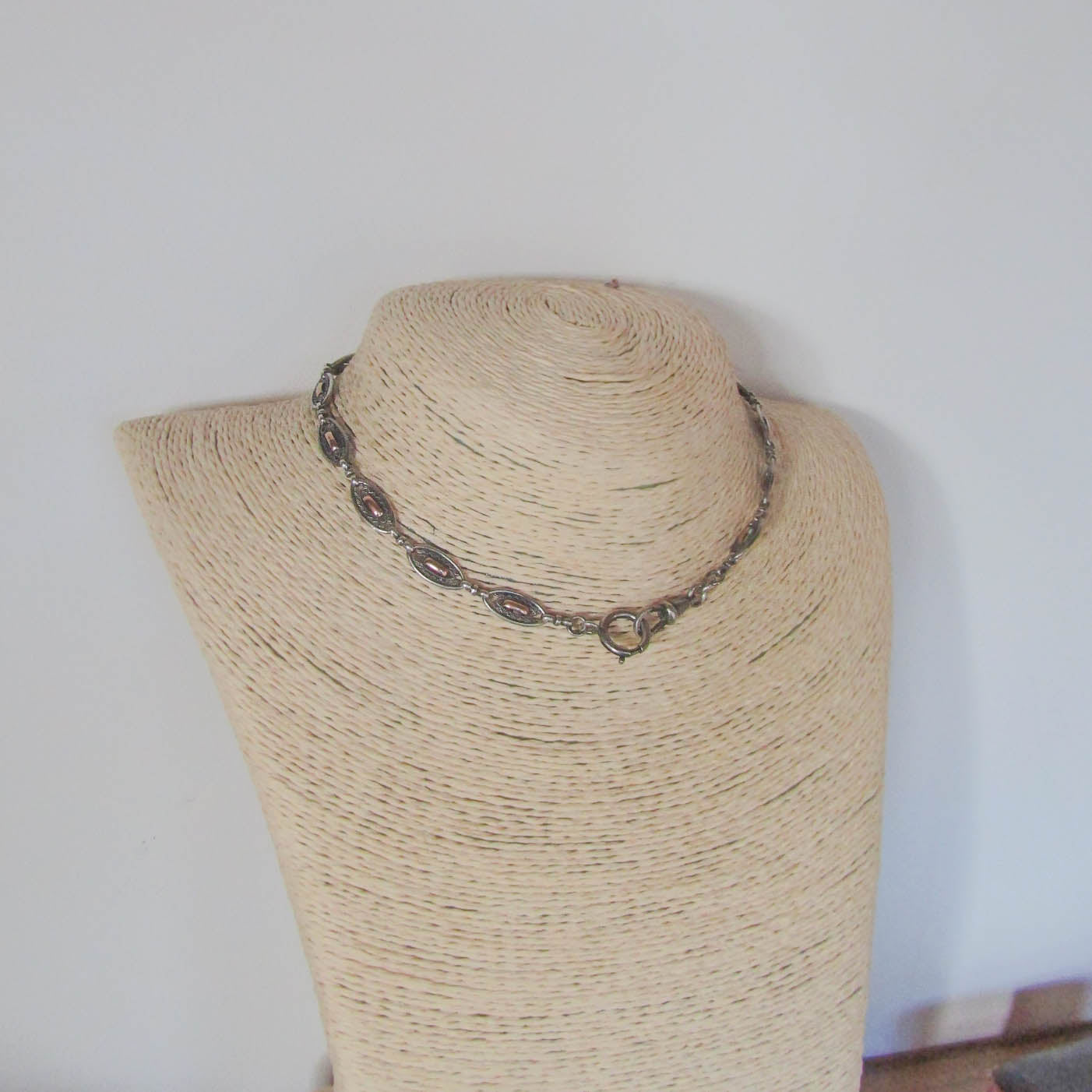 Antique French Silver and Rose Gold Fill Art Deco Watch Chain