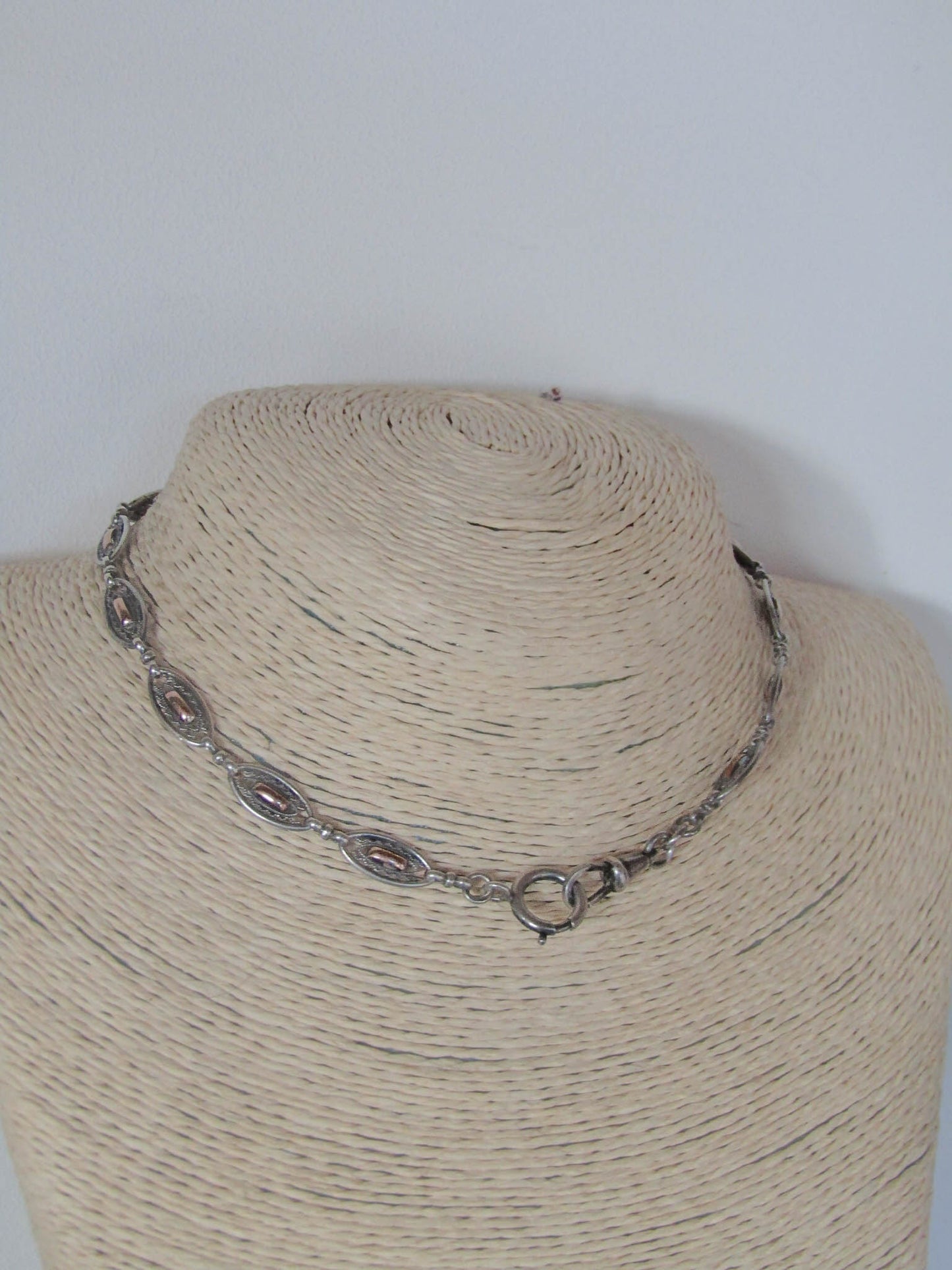 Antique French Silver and Rose Gold Fill Art Deco Watch Chain