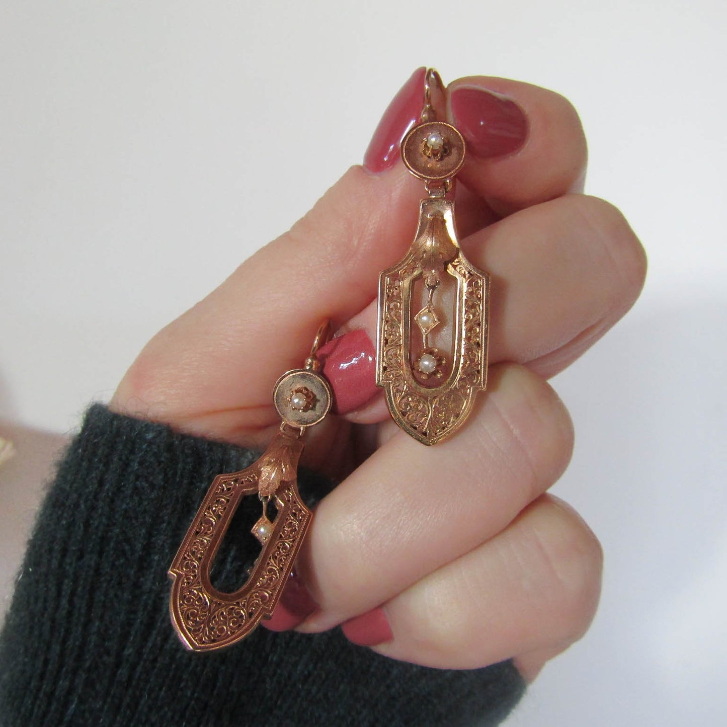 BOXED | Antique Napoleon III 18K Gold Pearl Drop Earrings – French Bridal Jewelry, c. 1860