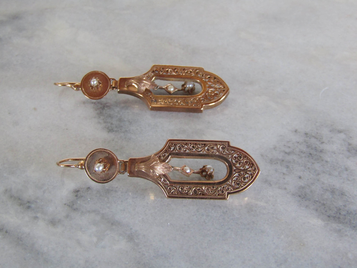 BOXED | Antique Napoleon III 18K Gold Pearl Drop Earrings – French Bridal Jewelry, c. 1860