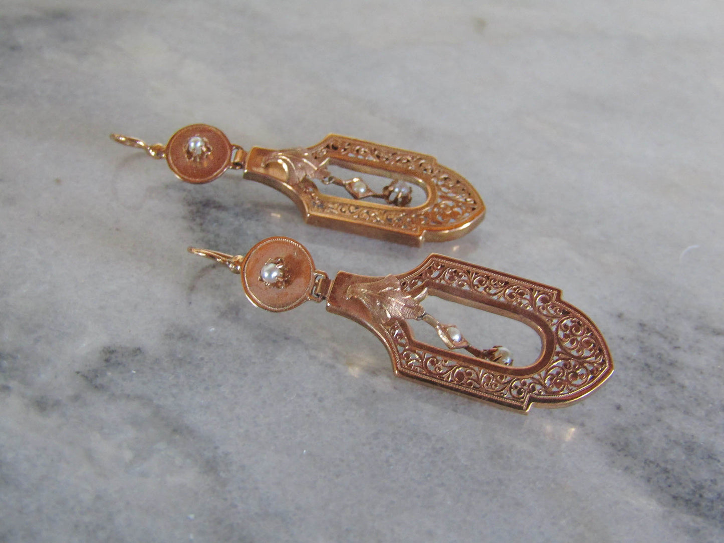 BOXED | Antique Napoleon III 18K Gold Pearl Drop Earrings – French Bridal Jewelry, c. 1860