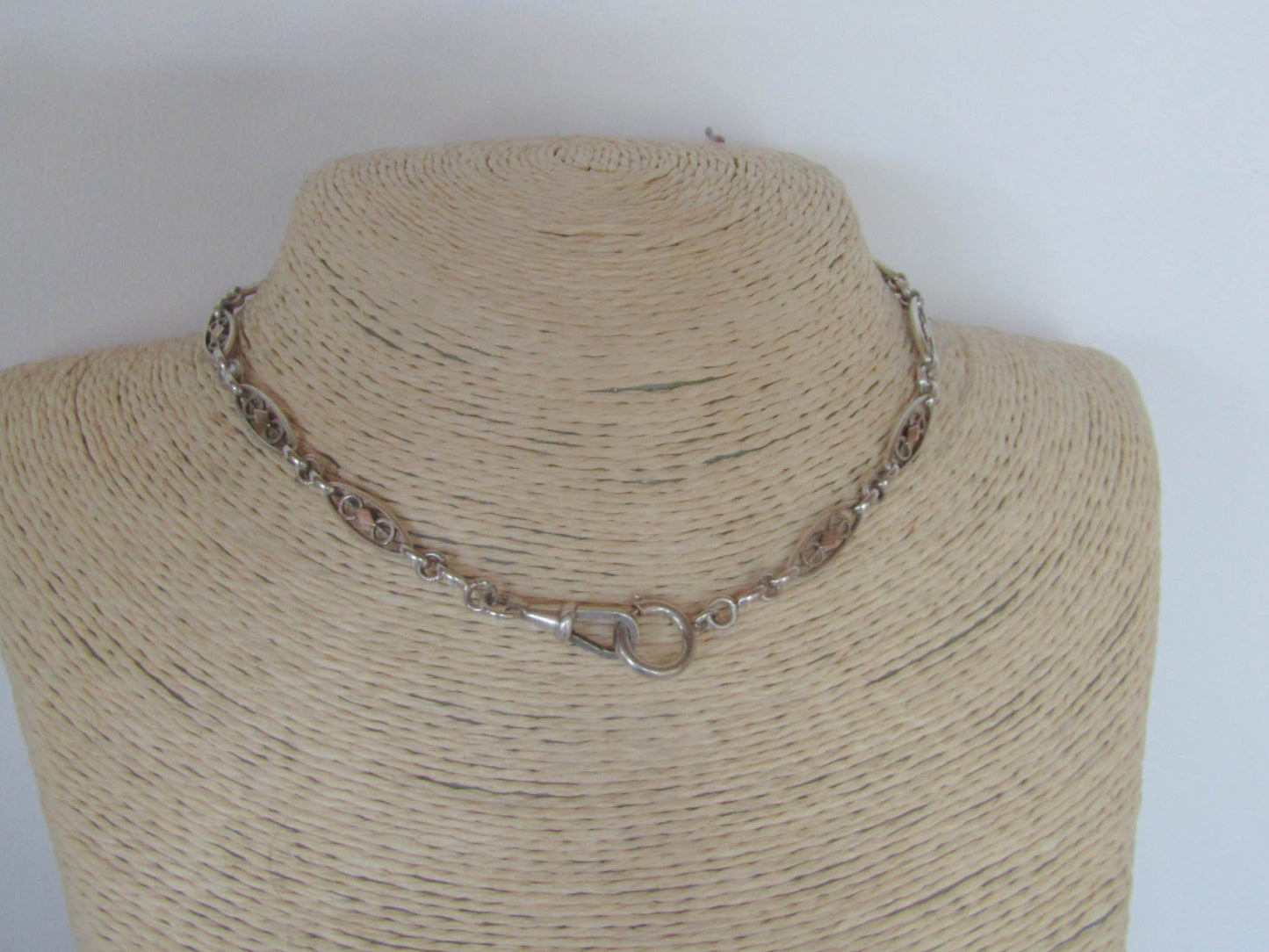 Antique French Silver and Rose Gold Fill Watch Chain