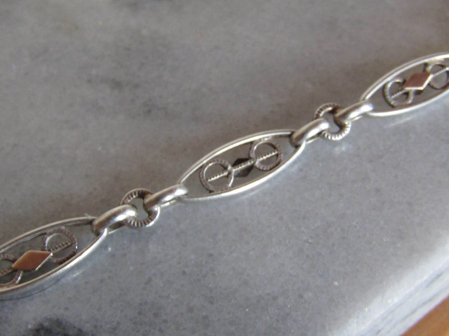 Antique French Silver and Rose Gold Fill Watch Chain