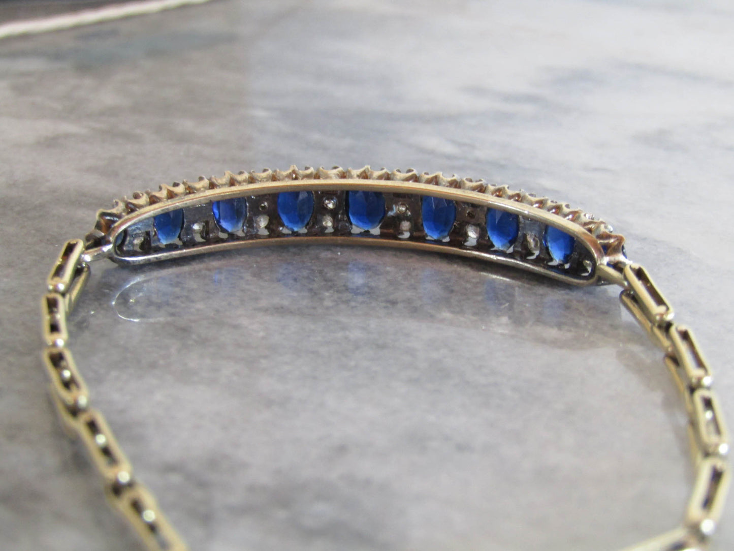 Antique French 18k Solid Gold Belle Epoque Spinel and Diamond Bracelet c. 1900