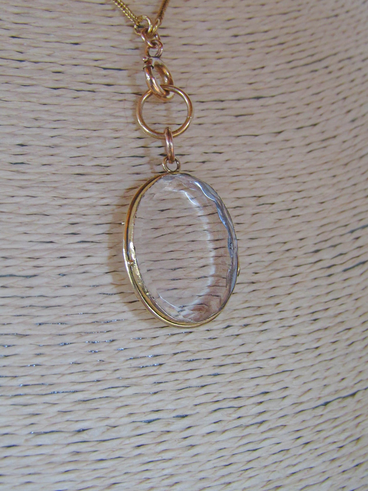 Antique 18K Gold Rock Crystal Shaker Locket, French Napoleon III Pendant