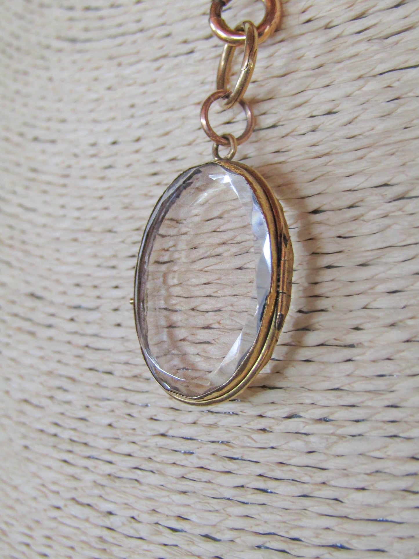 Antique 18K Gold Rock Crystal Shaker Locket, French Napoleon III Pendant