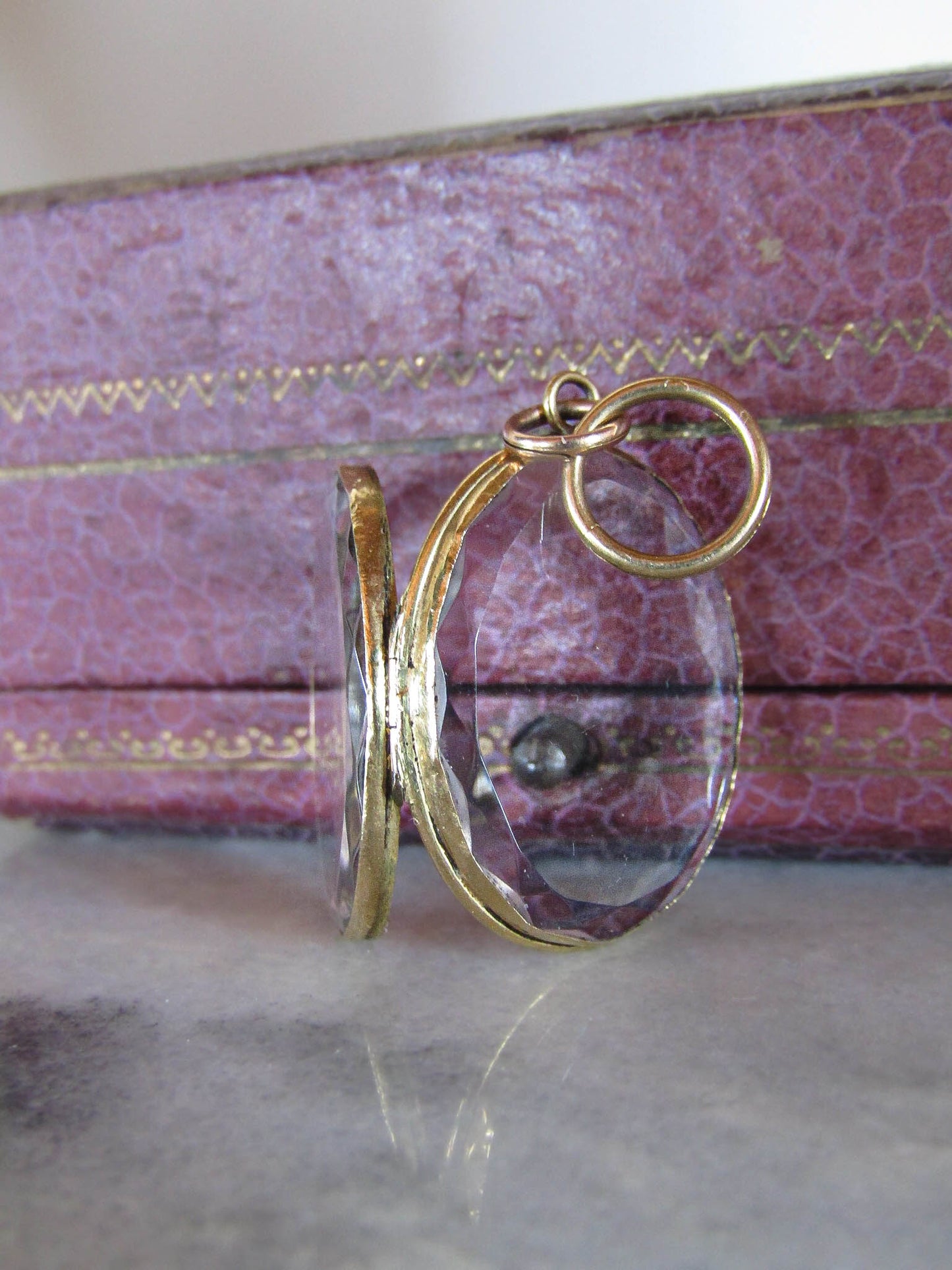 Antique 18K Gold Rock Crystal Shaker Locket, French Napoleon III Pendant