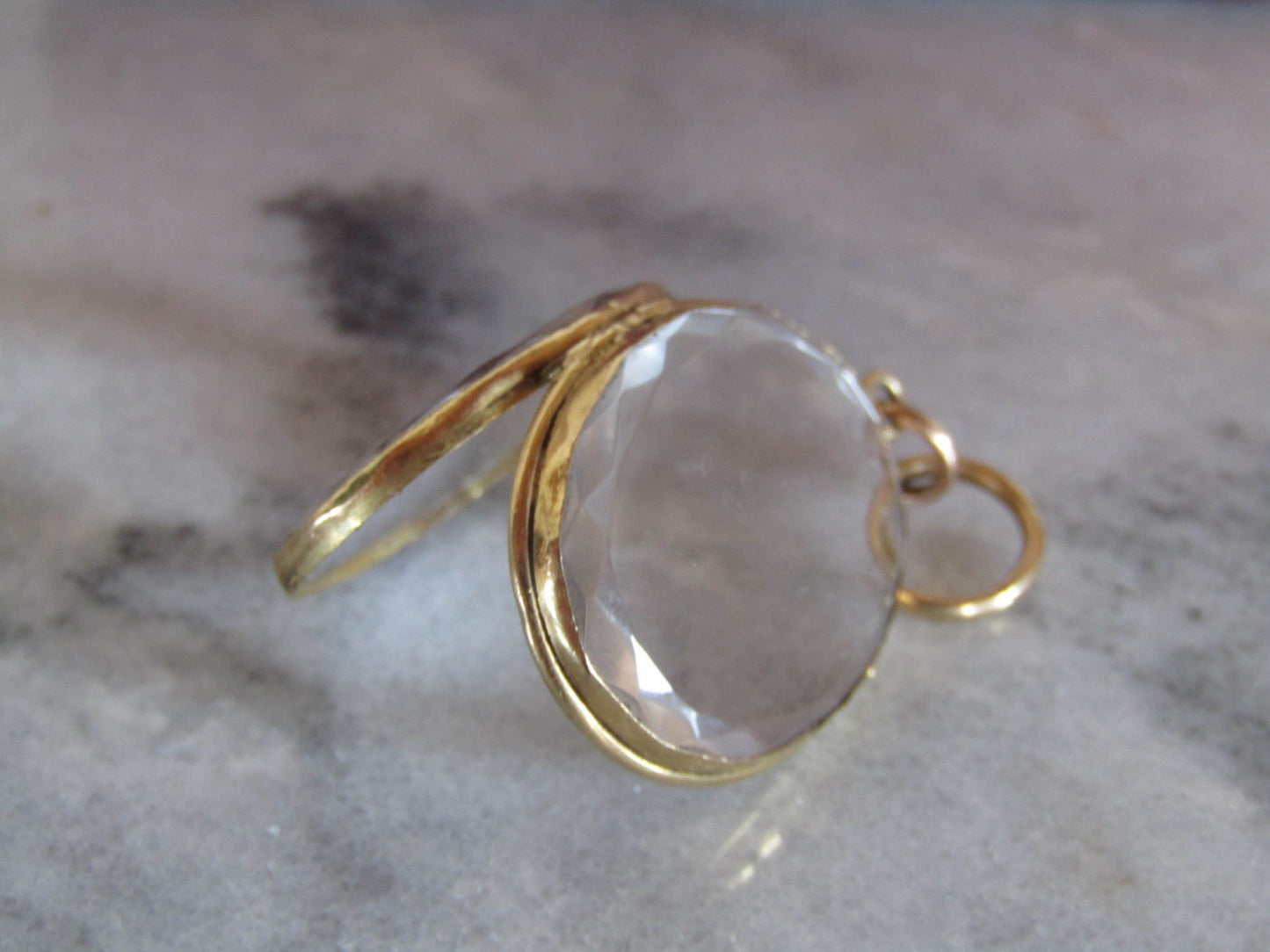 Antique 18K Gold Rock Crystal Shaker Locket, French Napoleon III Pendant