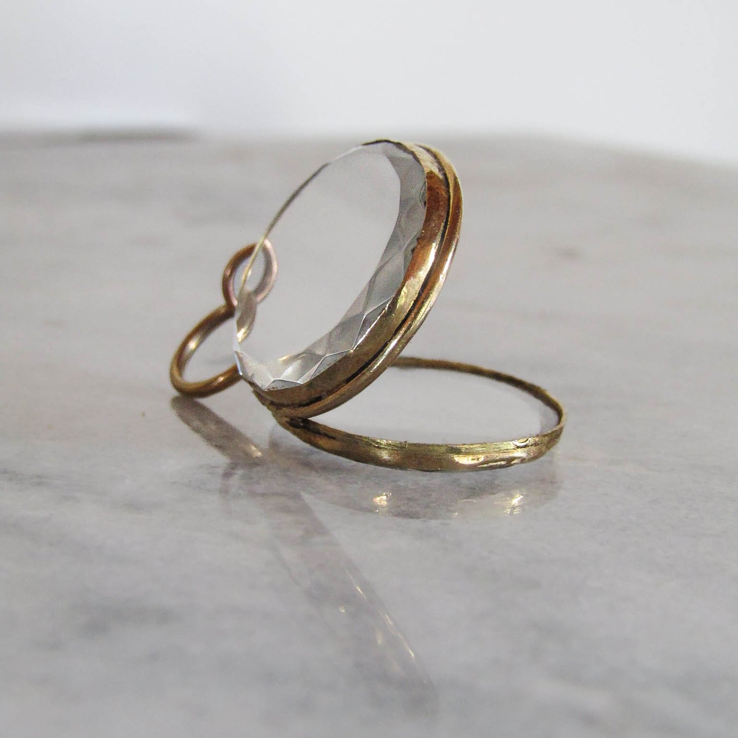 Antique 18K Gold Rock Crystal Shaker Locket, French Napoleon III Pendant