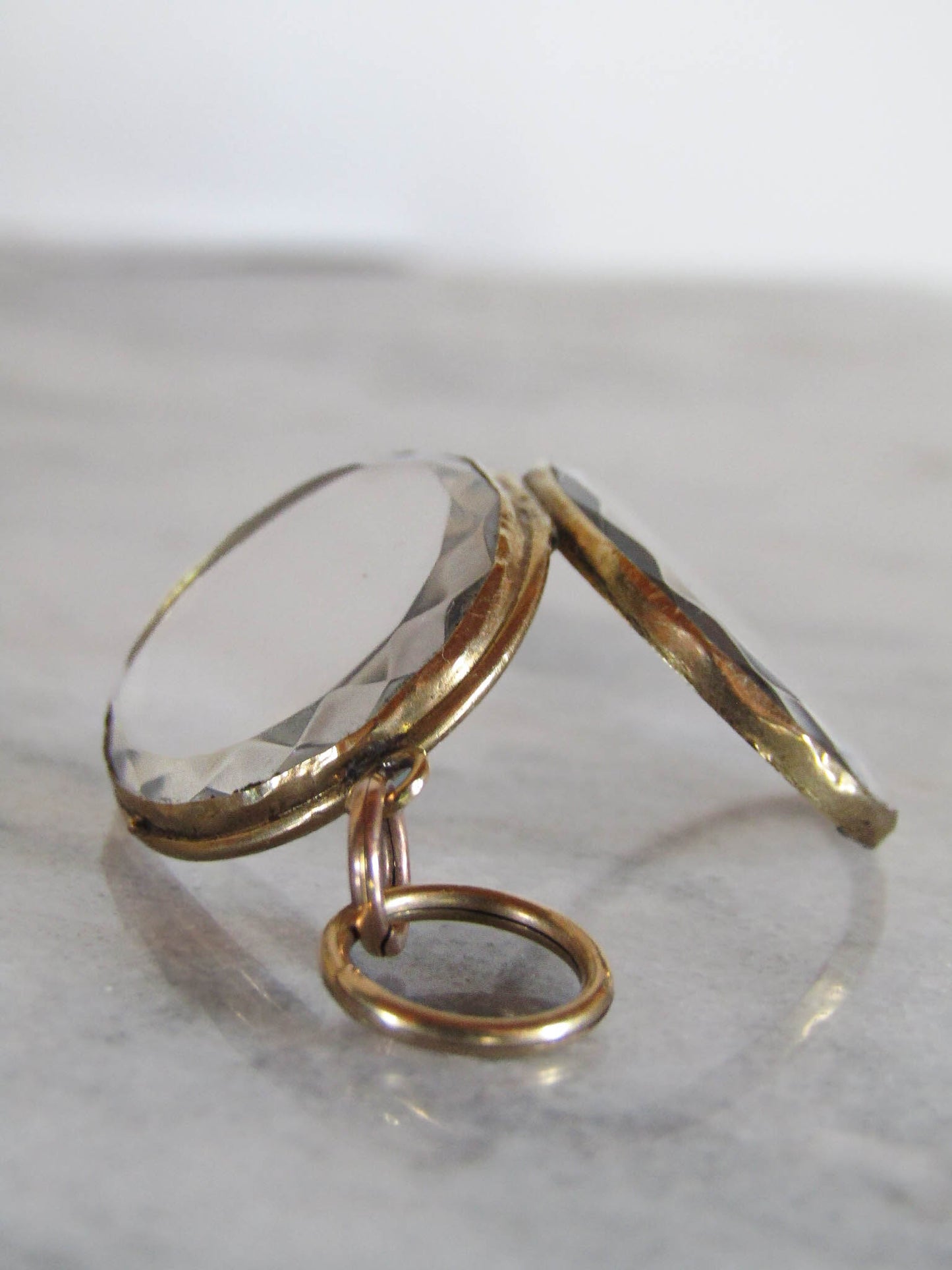 Antique 18K Gold Rock Crystal Shaker Locket, French Napoleon III Pendant