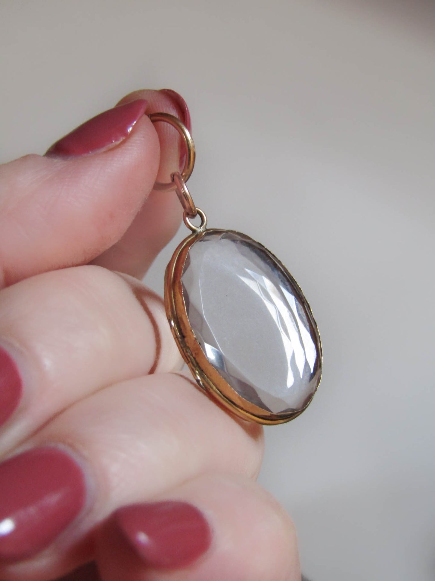 Antique 18K Gold Rock Crystal Shaker Locket, French Napoleon III Pendant
