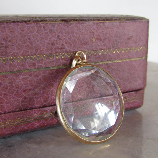 Antique French 18k Solid Gold Beveled Glass Photo Locket c. 1900