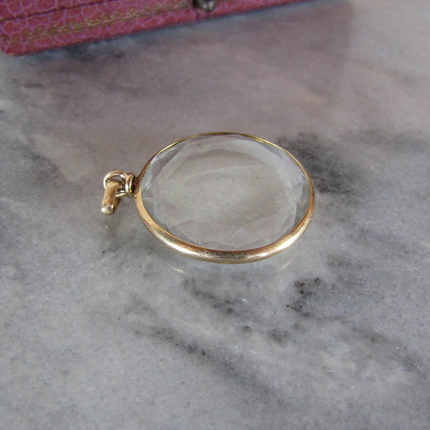 Antique French 18k Solid Gold Beveled Glass Photo Locket c. 1900