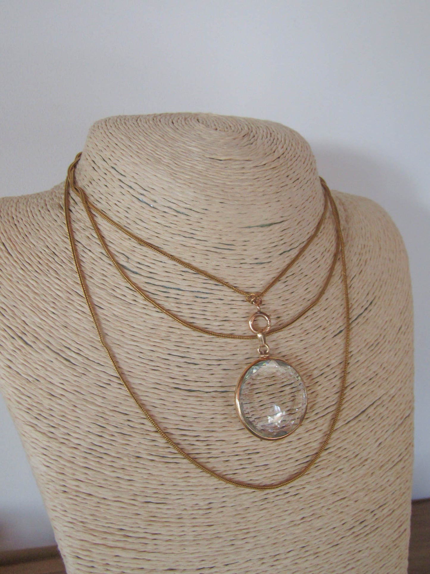 Antique French 18k Solid Gold Beveled Glass Photo Locket c. 1900