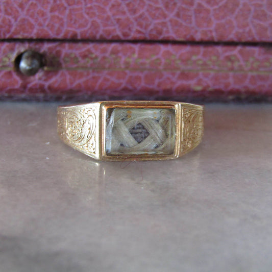 Antique French 18K Solid Gold Locket Ring Dated 1849