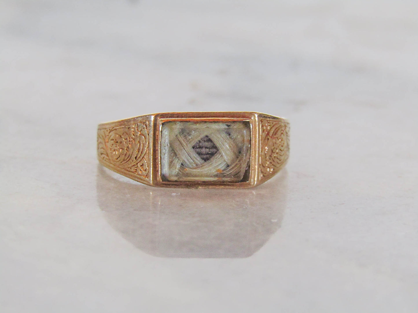 Antique French 18K Solid Gold Locket Ring Dated 1849