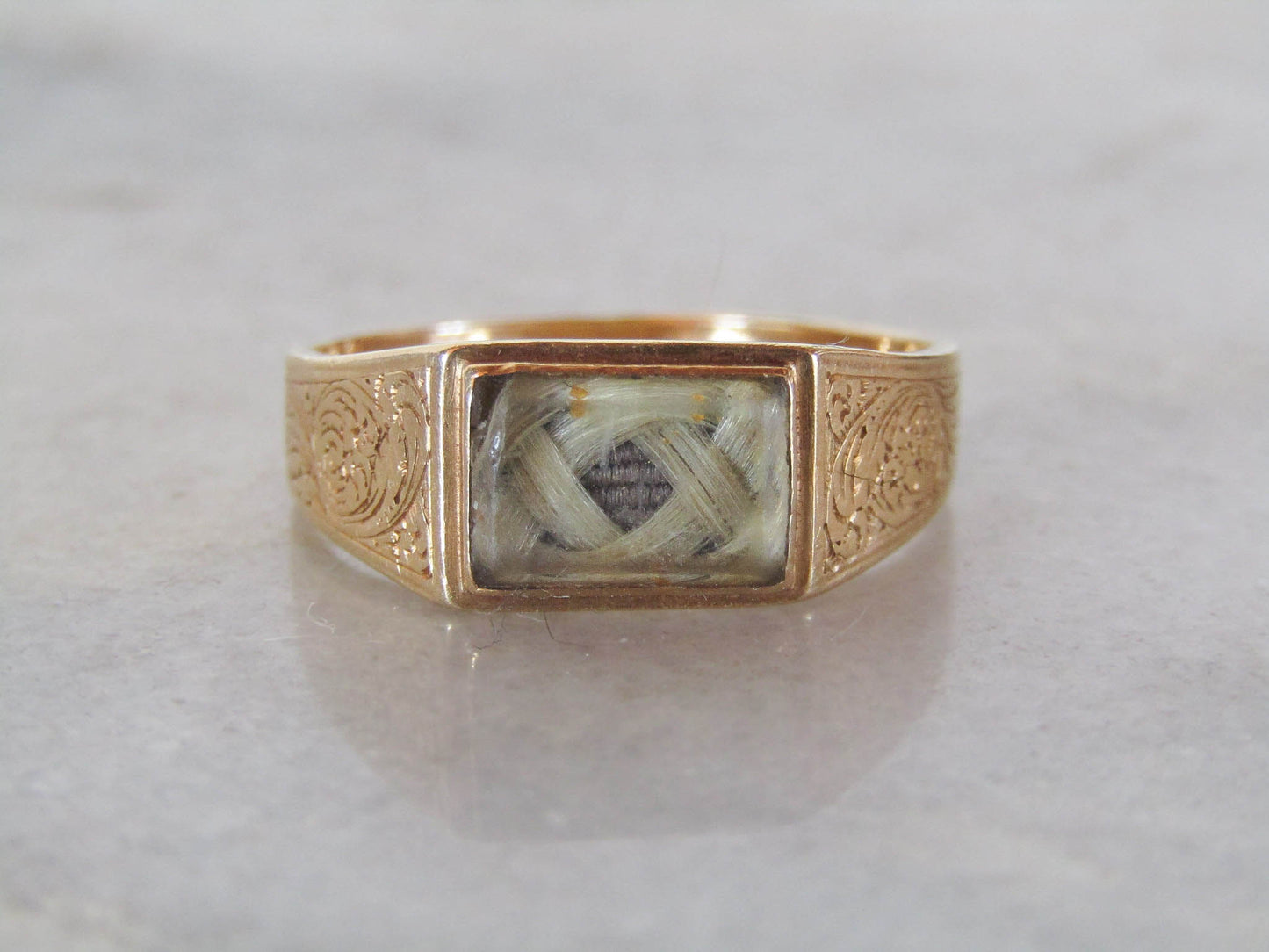 Antique French 18K Solid Gold Locket Ring Dated 1849