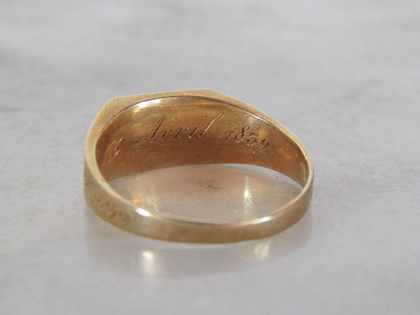 Antique French 18K Solid Gold Locket Ring Dated 1849